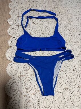 Royal Blue Ribbed Two-Piece Bikini Set
